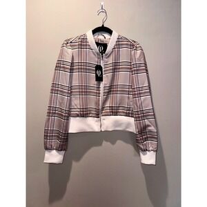 Okie & Lala Women's Plaid Satin Bomber Jacket – Size M – NWT